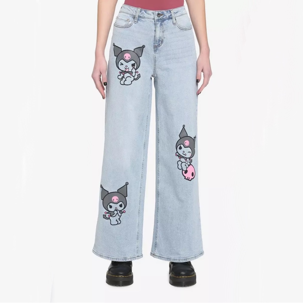 Hot Topic Kuromi Baggy “Straight Leg” Blue Jeans Size 11 Sanrio